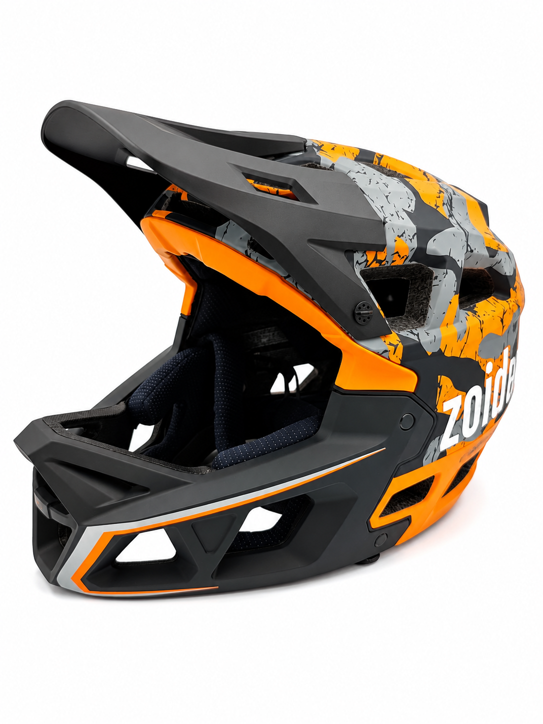 Zoid Element Full Face Kask-Helmet Turuncu-Siyah Kamuflaj