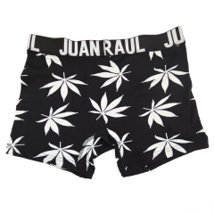Juan Raul Erkek Boxer Beyaz Yaprak Desenli