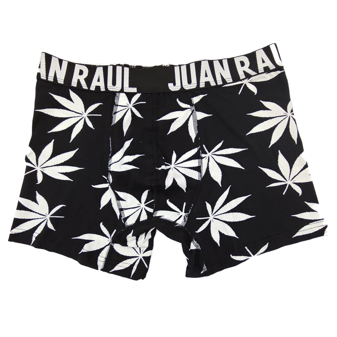 Juan Raul Erkek Boxer Beyaz Yaprak Desenli