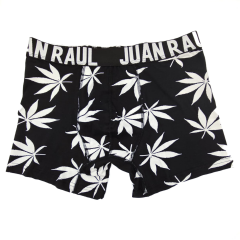 Juan Raul Erkek Boxer Beyaz Yaprak Desenli