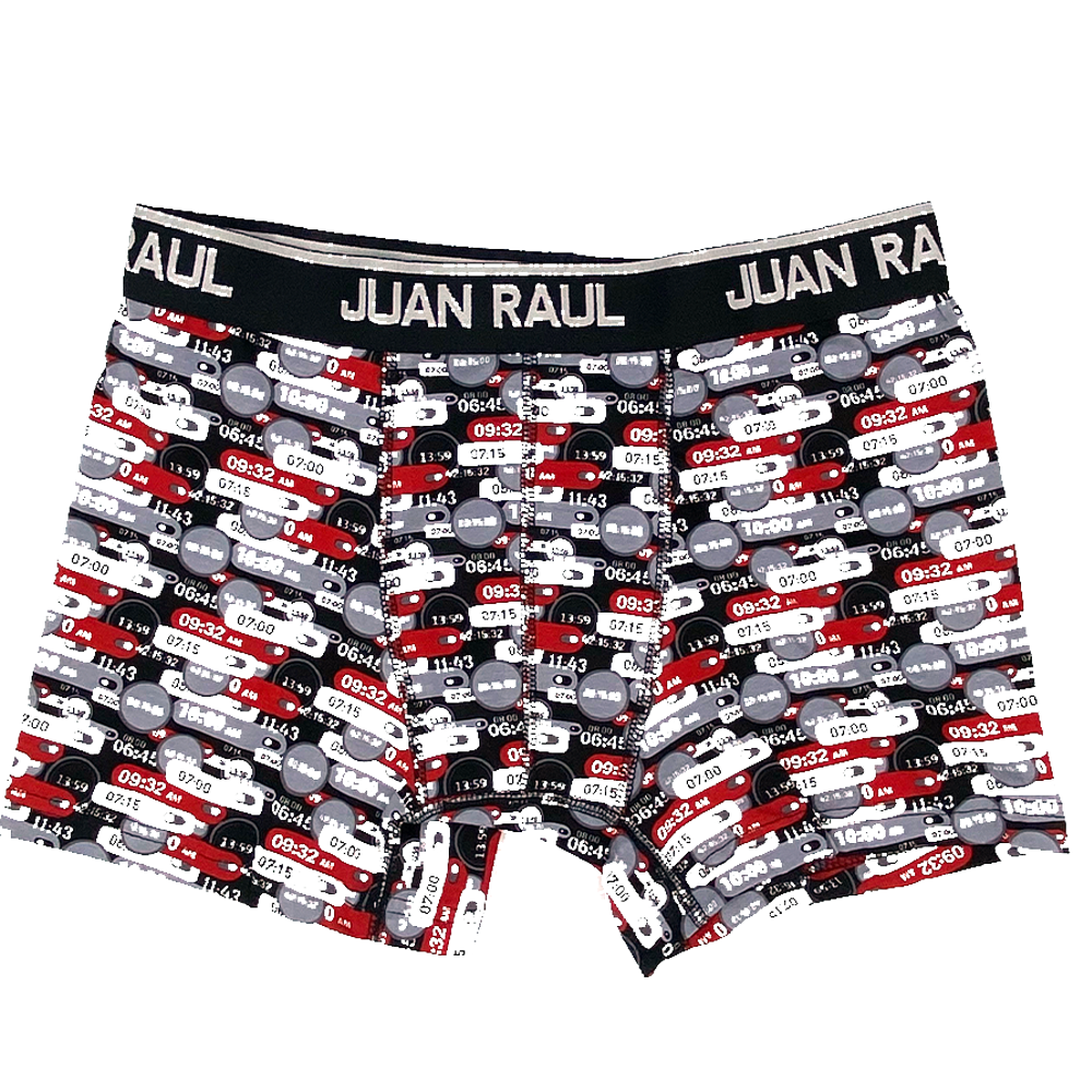 Juan Raul Erkek Boxer Siyah Saat Alarm Desenli